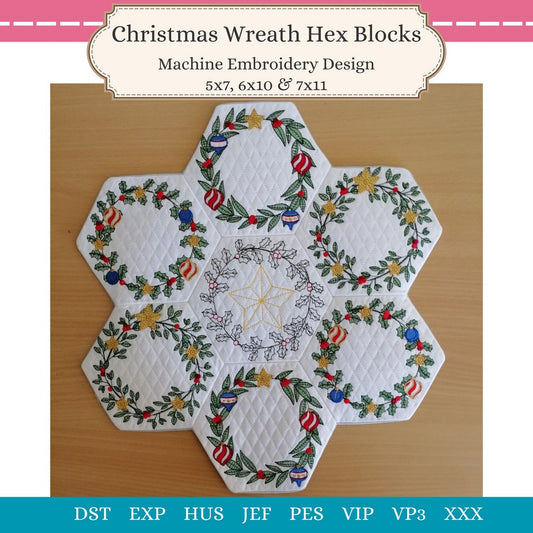 EWV364 - Christmas Wreath Hex Blocks
