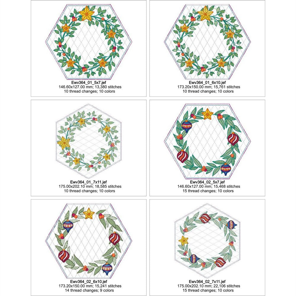 EWV364 - Christmas Wreath Hex Blocks
