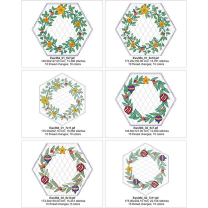 EWV364 - Christmas Wreath Hex Blocks