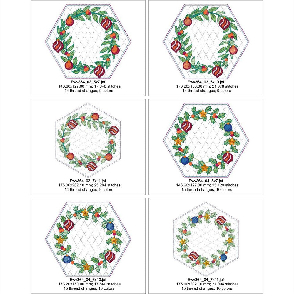 EWV364 - Christmas Wreath Hex Blocks