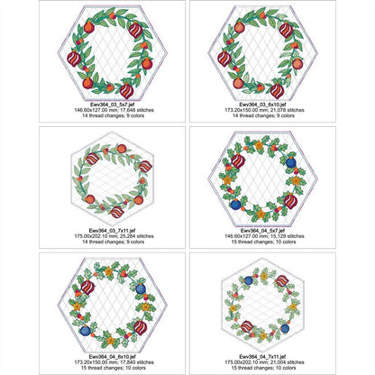EWV364 - Christmas Wreath Hex Blocks