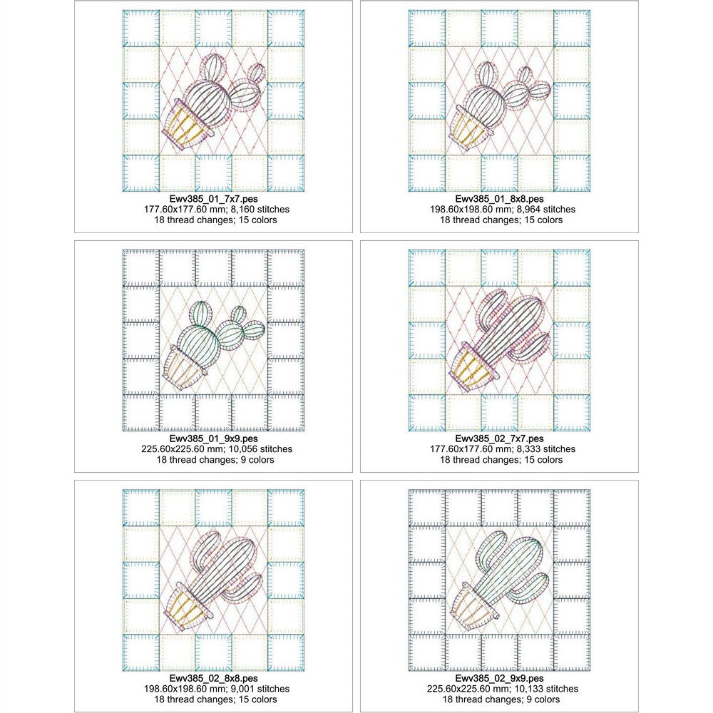 EWV385 - Cacti Quilt Blocks