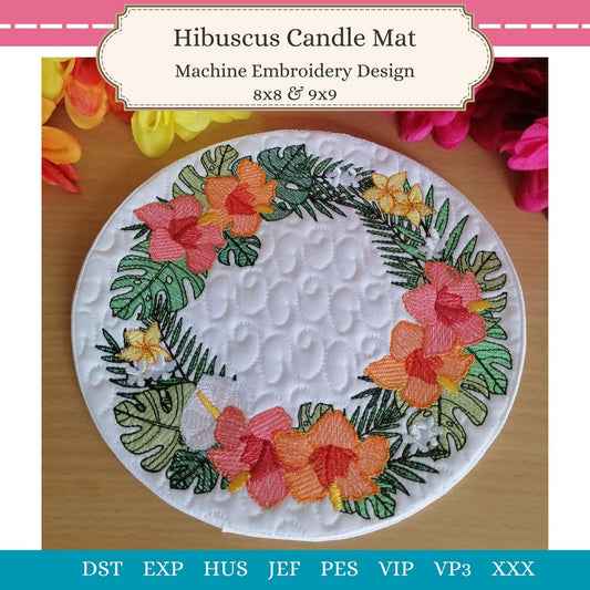EWV389- Hibiscus Candle Mat