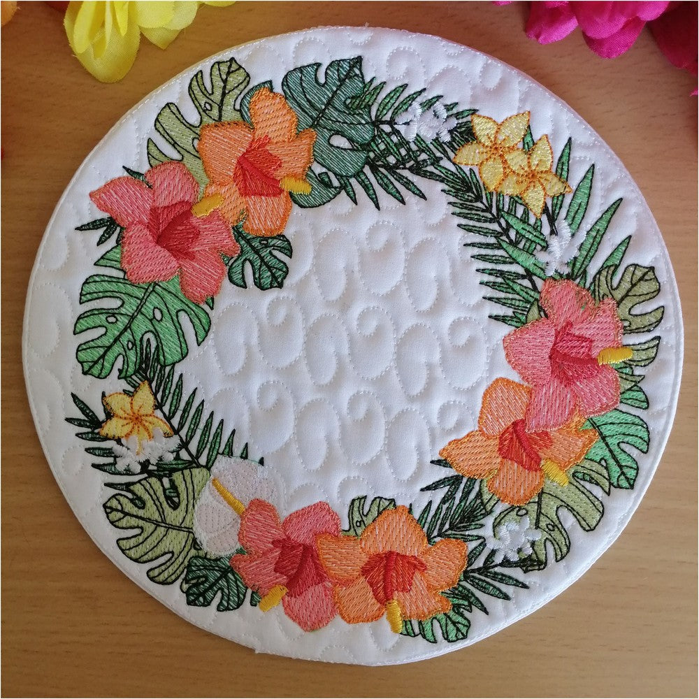 EWV389- Hibiscus Candle Mat