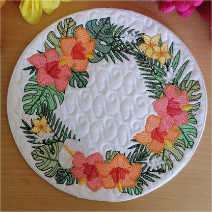 EWV389- Hibiscus Candle Mat
