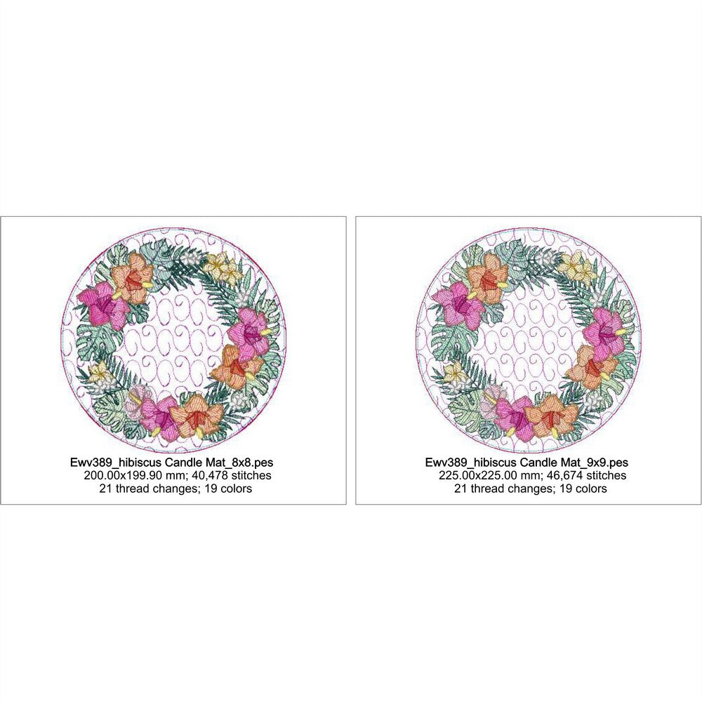 EWV389- Hibiscus Candle Mat