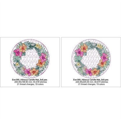 EWV389- Hibiscus Candle Mat