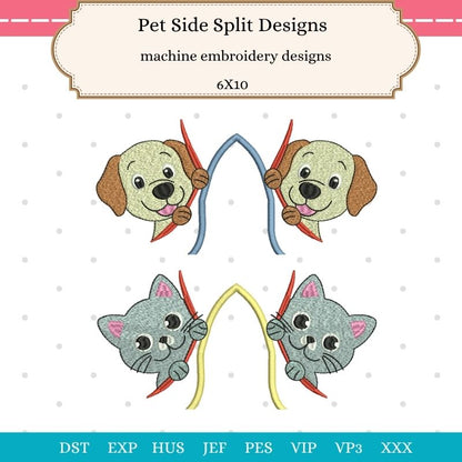 Pet side seam machine embroidery design for sweaters and t-shirts, fill stitch design for 6x10 hoop