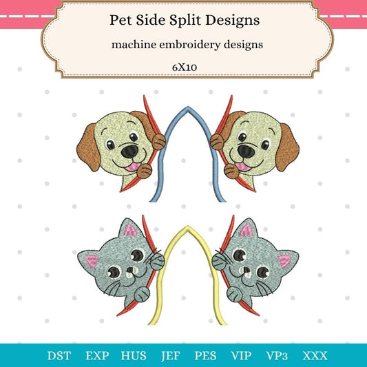 Pet side seam machine embroidery design for sweaters and t-shirts, fill stitch design for 6x10 hoop